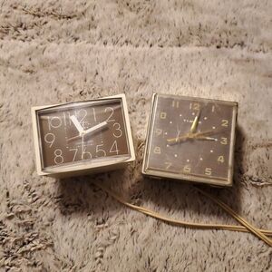 1960s Retro Timex Light Up Analog Electric Alarm Clocks MCM Tested Working